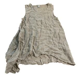 Vintage CTC Linens Womens Beige Tan Tunic Tank Size XL Asymmetrical Lagenlook